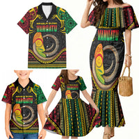 Vanuatu Language Week Family Matching Mermaid Dress and Hawaiian Shirt Boar Tusk Warrior Tribal Floral Pattern DT05 - Polynesian Pride