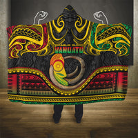 Vanuatu Language Week Hooded Blanket Boar Tusk Warrior Tribal Floral Pattern