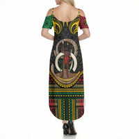 Vanuatu Language Week Summer Maxi Dress Boar Tusk Warrior Tribal Floral Pattern DT05 - Polynesian Pride
