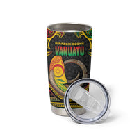 Vanuatu Language Week Tumbler Cup Boar Tusk Warrior Tribal Floral Pattern
