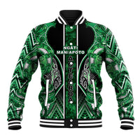 Aotearoa Ngati Maniapoto Baseball Jacket Maori Tribal Green Paua Shell Pattern DT05 Unisex Green - Polynesian Pride