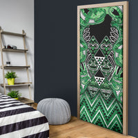 Aotearoa Ngati Maniapoto Door Cover Maori Tribal Green Paua Shell Pattern DT05 - Polynesian Pride