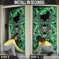 Aotearoa Ngati Maniapoto Door Cover Maori Tribal Green Paua Shell Pattern DT05 - Polynesian Pride