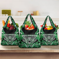 Aotearoa Ngati Maniapoto Grocery Bag Maori Tribal Green Paua Shell Pattern DT05 3-pack One Size Green - Polynesian Pride