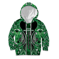 Aotearoa Ngati Maniapoto Kid Hoodie Maori Tribal Green Paua Shell Pattern DT05 Hoodie Green - Polynesian Pride