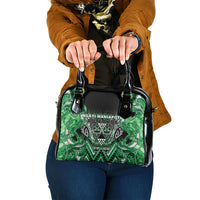 Aotearoa Ngati Maniapoto Shoulder Handbag Maori Tribal Green Paua Shell Pattern DT05 One Size Green - Polynesian Pride