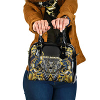 Aotearoa Ngati Raukawa Shoulder Handbag Maori Tribal Yellow And Navy Paua Shell Pattern DT05 One Size Yellow - Polynesian Pride