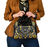 Aotearoa Ngati Raukawa Shoulder Handbag Maori Tribal Yellow And Navy Paua Shell Pattern DT05 - Polynesian Pride