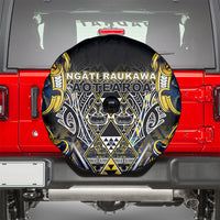 Aotearoa Ngati Raukawa Spare Tire Cover Maori Tribal Yellow And Navy Paua Shell Pattern DT05 - Polynesian Pride