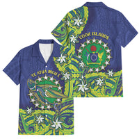 Cook Islands Language Week Family Matching Long Sleeve Bodycon Dress and Hawaiian Shirt Flying Fish 15 Stars Tribal Patterns DT05 Dad's Shirt - Short Sleeve Green - Polynesian Pride