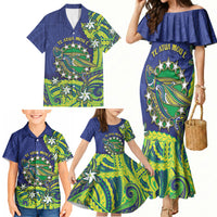 Cook Islands Language Week Family Matching Mermaid Dress and Hawaiian Shirt Flying Fish 15 Stars Tribal Patterns DT05 - Polynesian Pride