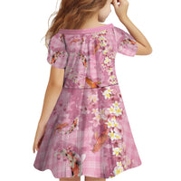 Pink Palaka Hawaiian And Japanese Family Matching Short Sleeve Bodycon Dress and Hawaiian Shirt Sakura Lei With Koi Fish DT05 - Polynesian Pride