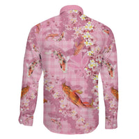 Pink Palaka Hawaiian And Japanese Family Matching Tank Maxi Dress and Hawaiian Shirt Sakura Lei With Koi Fish DT05 - Polynesian Pride