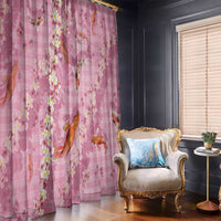 Pink Palaka Hawaiian And Japanese Window Curtain Sakura Lei With Koi Fish DT05 - Polynesian Pride