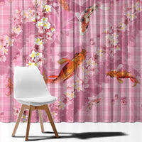 Pink Palaka Hawaiian And Japanese Window Curtain Sakura Lei With Koi Fish DT05 - Polynesian Pride
