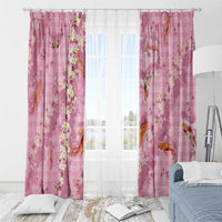 Pink Palaka Hawaiian And Japanese Window Curtain Sakura Lei With Koi Fish DT05 - Polynesian Pride