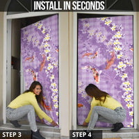 Purple Palaka Hawaiian And Japanese Door Cover Sakura Lei With Koi Fish - Polynesian Pride