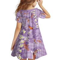 Purple Palaka Hawaiian And Japanese Family Matching Tank Maxi Dress and Hawaiian Shirt Sakura Lei With Koi Fish DT05 - Polynesian Pride