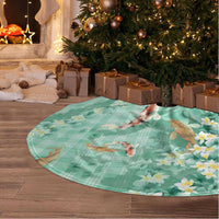 Green Palaka Hawaiian And Japanese Tree Skirt Sakura Lei With Koi Fish - Polynesian Pride