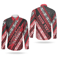 Personalised Aotearoa Te Arawa Couples Matching Off Shoulder Maxi Dress and Long Sleeve Button Shirt New Zealand Maori Tribal Fern Pattern