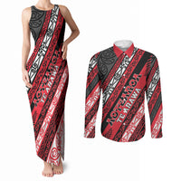 Personalised Aotearoa Te Arawa Couples Matching Tank Maxi Dress and Long Sleeve Button Shirt New Zealand Maori Tribal Fern Pattern