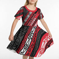 Personalised Aotearoa Te Arawa Kid Short Sleeve Dress New Zealand Maori Tribal Fern Pattern DT05 - Polynesian Pride