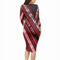 Personalised Aotearoa Te Arawa Long Sleeve Bodycon Dress New Zealand Maori Tribal Fern Pattern DT05 - Polynesian Pride