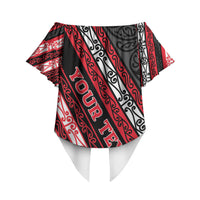 Personalised Aotearoa Te Arawa Off Shoulder Wrap Waist Top New Zealand Maori Tribal Fern Pattern DT05 - Polynesian Pride