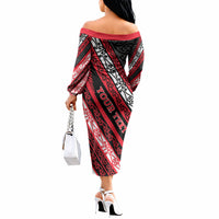 Personalised Aotearoa Te Arawa Off The Shoulder Long Sleeve Dress New Zealand Maori Tribal Fern Pattern