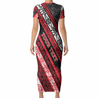Personalised Aotearoa Te Arawa Short Sleeve Bodycon Dress New Zealand Maori Tribal Fern Pattern DT05 - Polynesian Pride