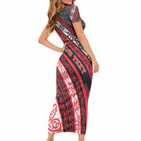 Personalised Aotearoa Te Arawa Short Sleeve Bodycon Dress New Zealand Maori Tribal Fern Pattern DT05 - Polynesian Pride
