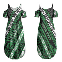Personalised Aotearoa Ngati Maniapoto Couples Matching Summer Maxi Dress and Hawaiian Shirt New Zealand Maori Tribal Fern Pattern