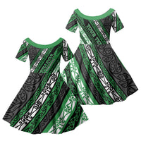 Personalised Aotearoa Ngati Maniapoto Family Matching Puletasi and Hawaiian Shirt New Zealand Maori Tribal Fern Pattern
