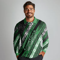 Personalised Aotearoa Ngati Maniapoto Long Sleeve Polo Shirt New Zealand Maori Tribal Fern Pattern