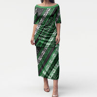 Personalised Aotearoa Ngati Maniapoto Puletasi New Zealand Maori Tribal Fern Pattern DT05 Long Dress Green - Polynesian Pride