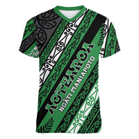 Personalised Aotearoa Ngati Maniapoto Women V-Neck T-Shirt New Zealand Maori Tribal Fern Pattern