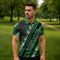 Personalised Aotearoa Ngati Maniapoto Zipper Polo Shirt New Zealand Maori Tribal Fern Pattern