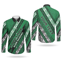 Personalised Aotearoa Ngati Raukawa Couples Matching Short Sleeve Bodycon Dress and Long Sleeve Button Shirt New Zealand Maori Tribal Fern Pattern