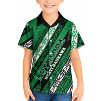 Personalised Aotearoa Ngati Raukawa Kid Hawaiian Shirt New Zealand Maori Tribal Fern Pattern DT05 Kid Green - Polynesian Pride