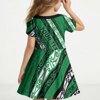 Personalised Aotearoa Ngati Raukawa Kid Short Sleeve Dress New Zealand Maori Tribal Fern Pattern DT05 - Polynesian Pride
