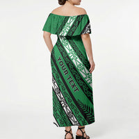 Personalised Aotearoa Ngati Raukawa Off Shoulder Maxi Dress New Zealand Maori Tribal Fern Pattern DT05 - Polynesian Pride