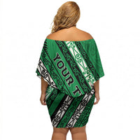 Personalised Aotearoa Ngati Raukawa Off Shoulder Short Dress New Zealand Maori Tribal Fern Pattern DT05 - Polynesian Pride