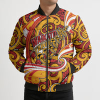 Custom Aotearoa Waikato Tainui Bomber Puffer Jacket Maori Tribal Pattern Koru Motif