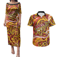 Custom Aotearoa Waikato Tainui Couples Matching Puletasi and Hawaiian Shirt Maori Tribal Pattern Koru Motif
