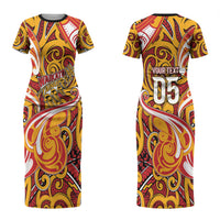 Custom Aotearoa Waikato Tainui Couples Matching Short Sleeve Bodycon Dress and Long Sleeve Button Shirt Maori Tribal Pattern Koru Motif