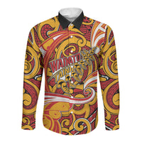Custom Aotearoa Waikato Tainui Long Sleeve Button Shirt Maori Tribal Pattern Koru Motif