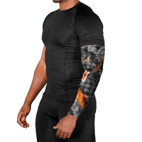 Black Palaka Hawaiian And Japanese Arm Sleeves Sakura Lei With Koi Fish - Polynesian Pride