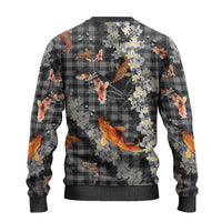 Black Palaka Hawaiian and Japanese Ugly Christmas Sweater - Sakura Lei With Koi Fish DT05 - Polynesian Pride