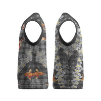 Black Palaka Hawaiian And Japanese Christmas Knitted V-Neck Vest Sakura Lei With Koi Fish DT05 - Polynesian Pride