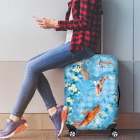 Blue Palaka Hawaiian And Japanese Luggage Cover Sakura Lei With Koi Fish DT05 - Polynesian Pride